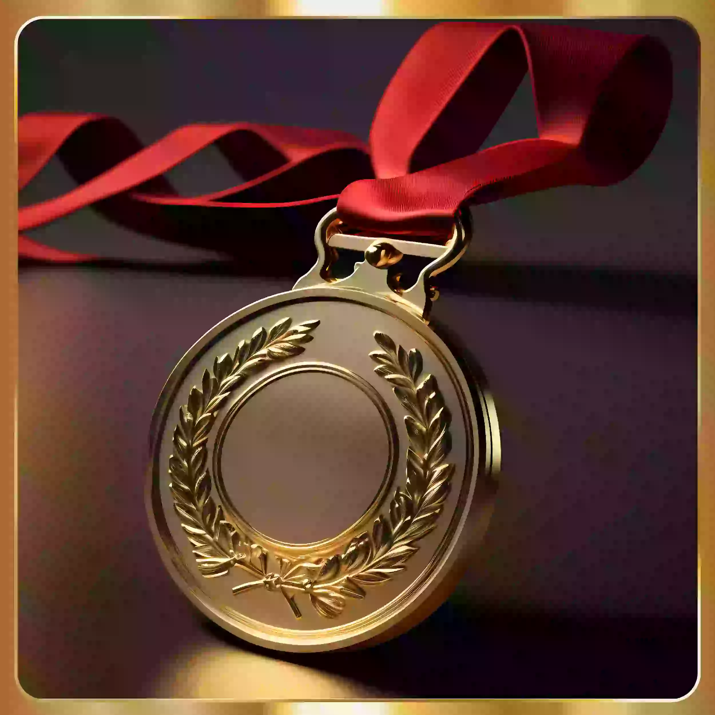 Shiny gold medal ribbon